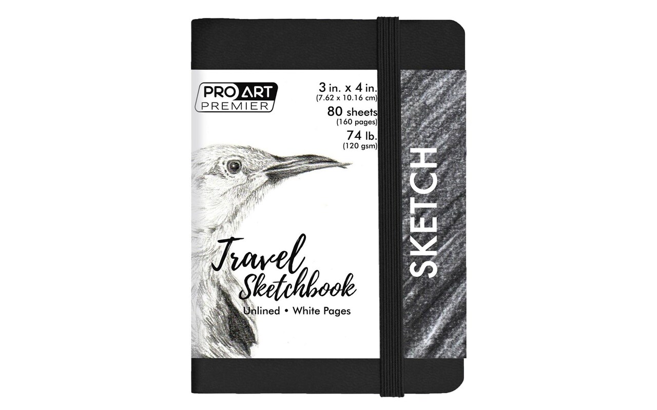 Pro Art Premier Sketch Book Travel 4x 3 White 74lb Black 80